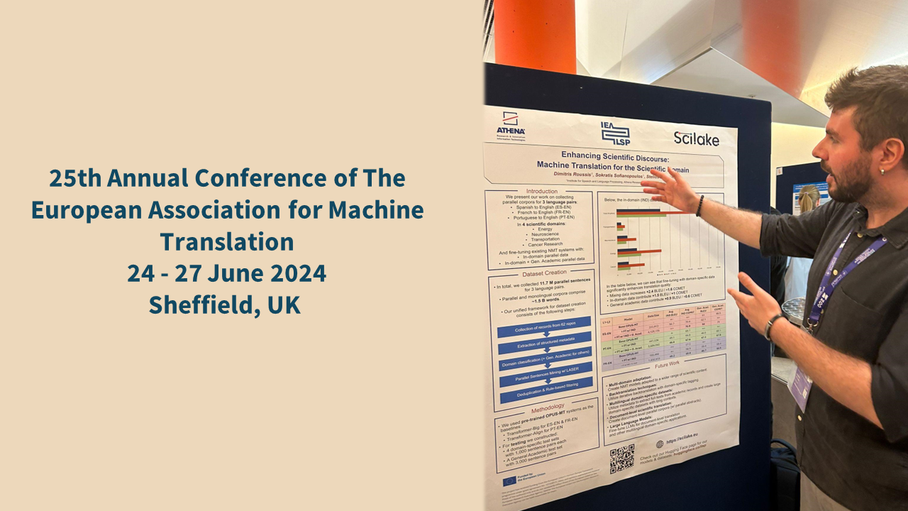 SciLake's partners from Athena RC present advancements in Machine Translation at the 25th Annual Conference of The European Association for Machine Translation